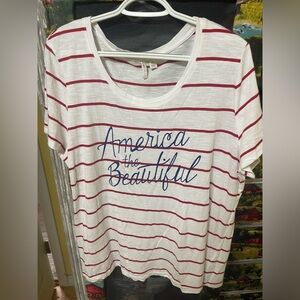 Cato Red and White Striped Tee with Graphic